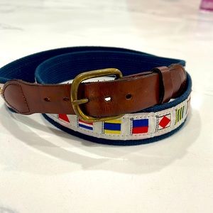 Leather Man nautical flag belt 40”